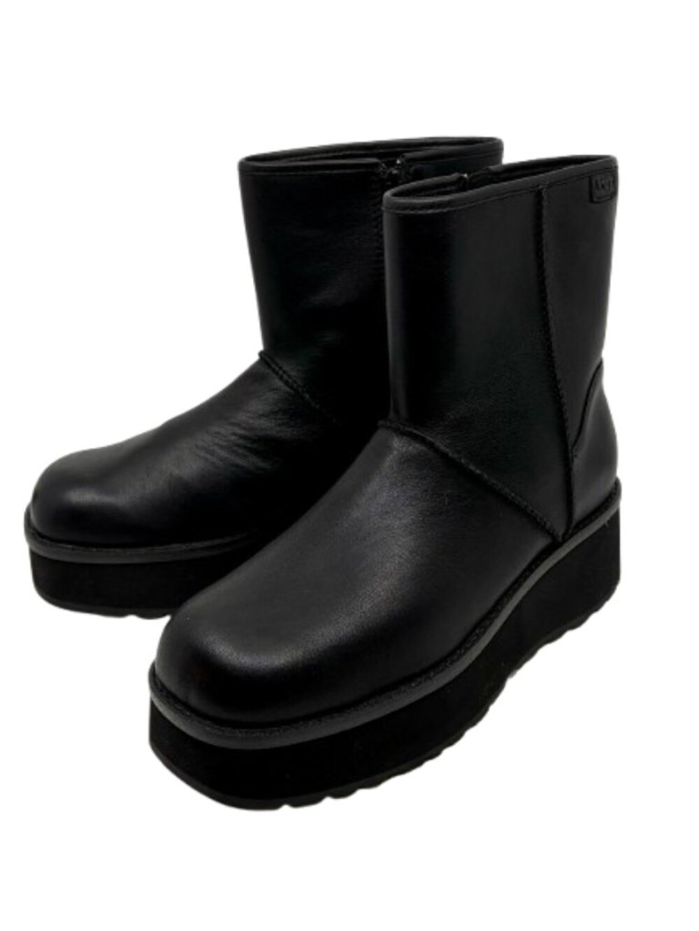 UGG~Cityfunc Mid~BLACK LEATHER WATRPROOF PLATFORM BOOTS~Sz 9.5 LIKE NEW